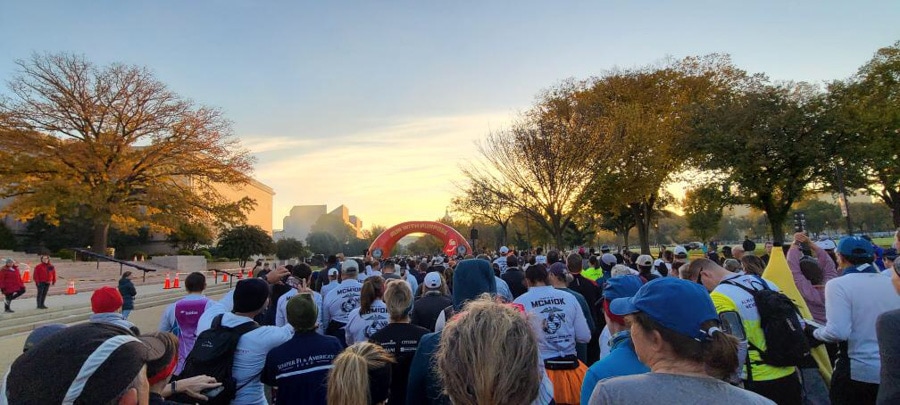 lining up at the start of the marine corps 10k