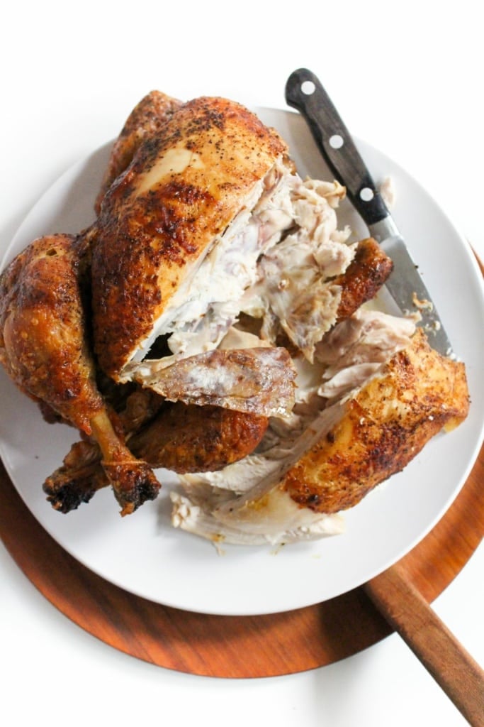 carved chicken on a plate