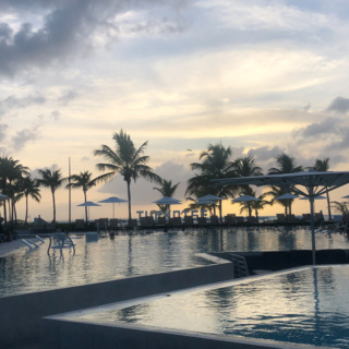sunset over the pool at club med turkoise