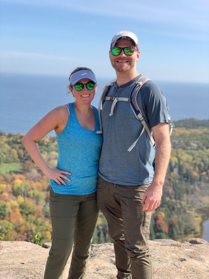 anne and matt mauney hiking in acadia