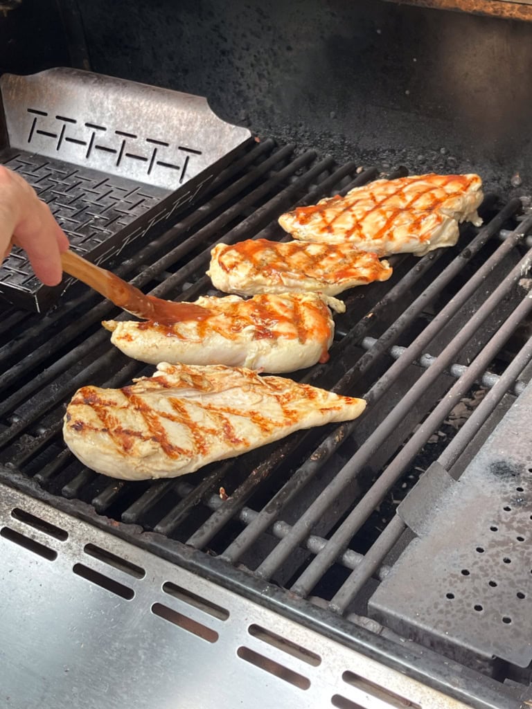 watermelon glazed chicken on grill