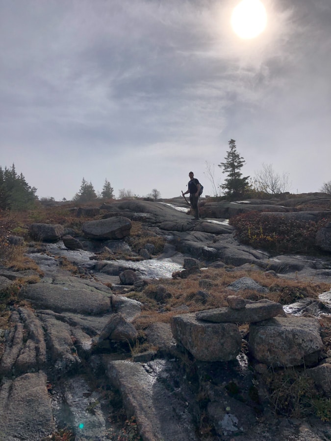 climbing around on sargent mountain in acadia