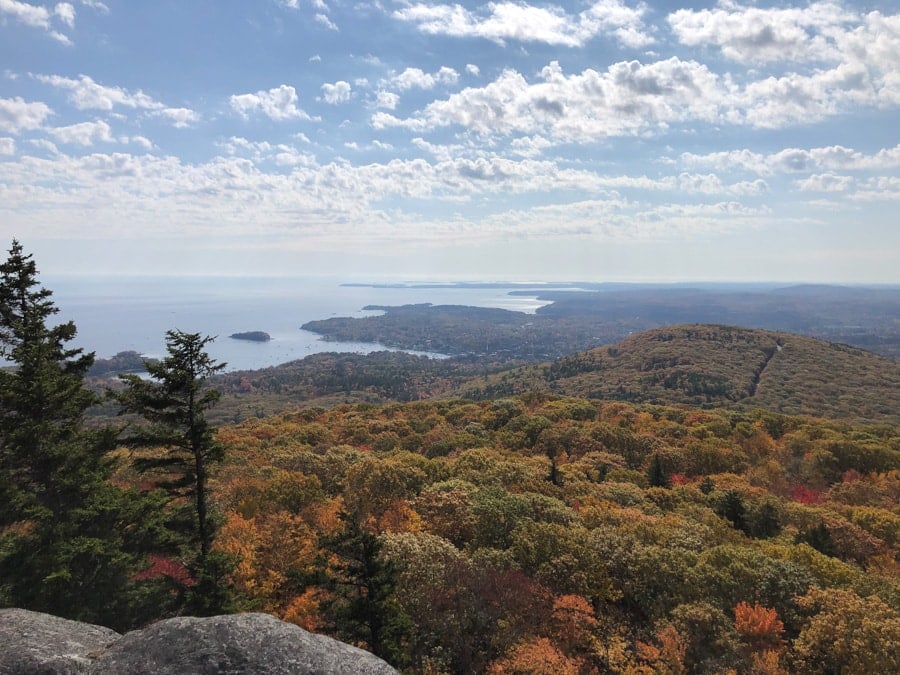 view from adams lookout trail in camden hills state park