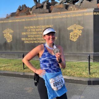 anne mauney at marine corps 10k finish line area