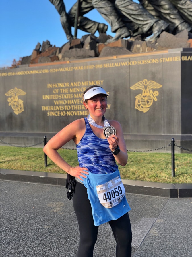 anne mauney at marine corps 10k finish line area