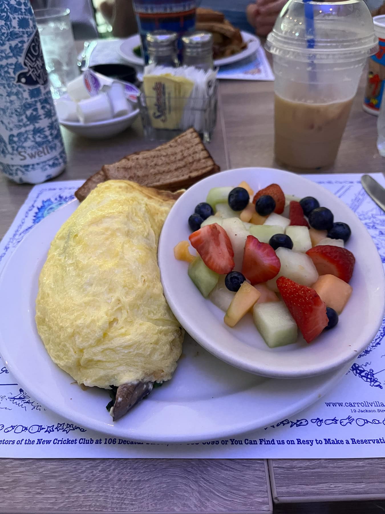 omelette and fruit from the mad batter