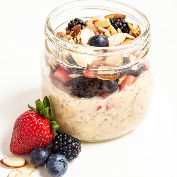 Almond Milk Overnight Oats with Berries