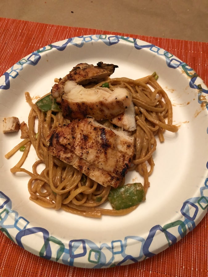 peanut pasta with grilled chicken