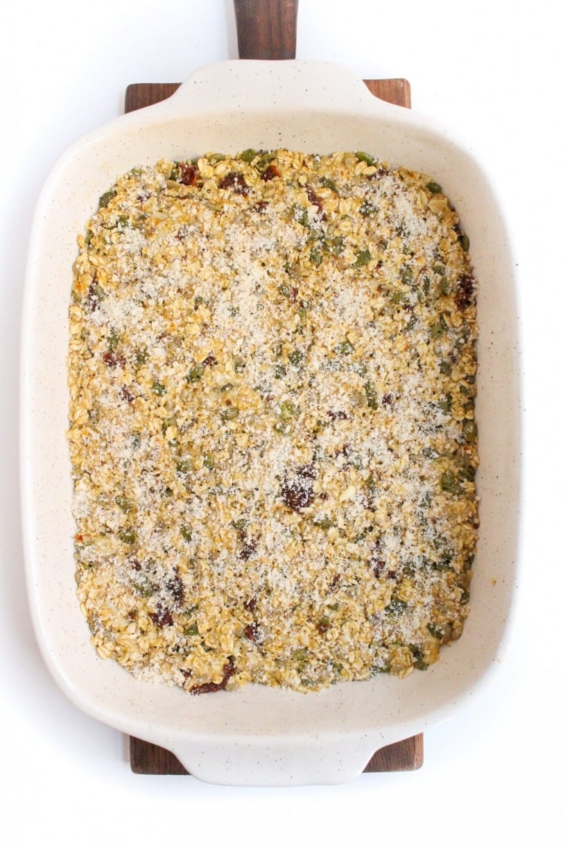 savory granola bars ready for the oven