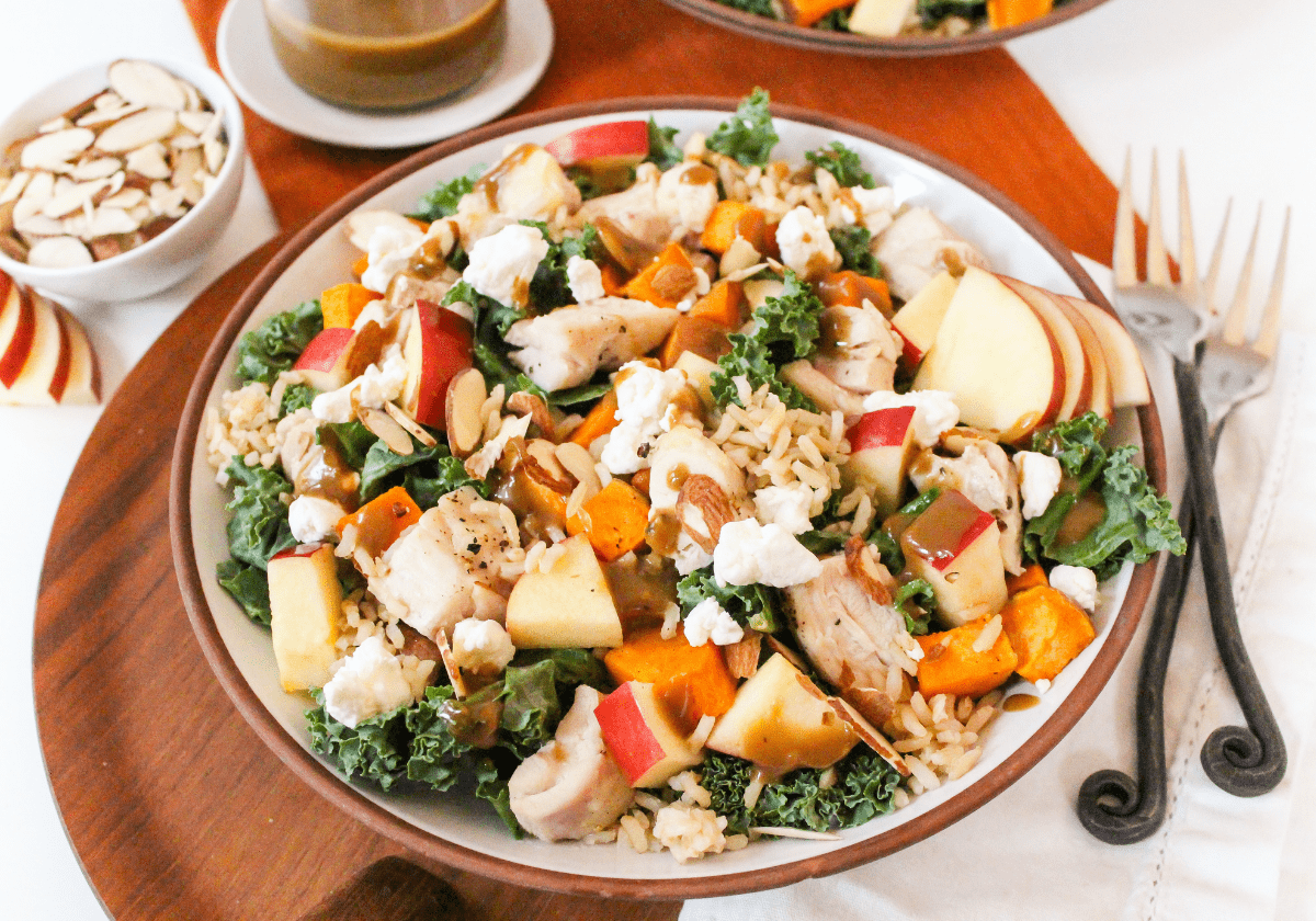 chicken and sweet potato harvest bowls
