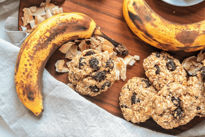 oatmeal coconut cookies with overripe bananas